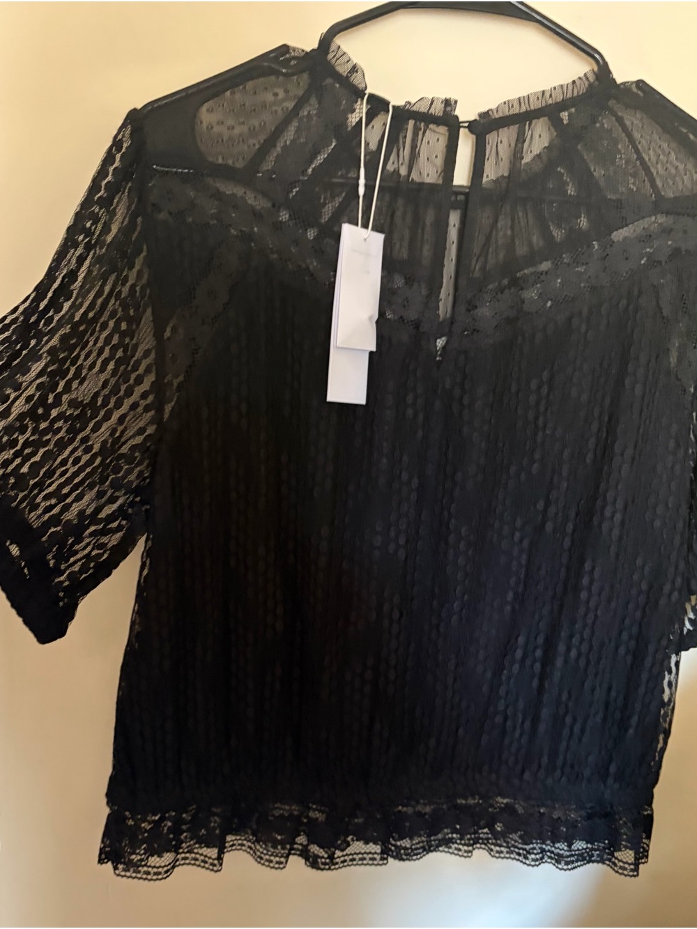 Ever New Black Lace Short Sleeve Blouse - Picture 3 of 3